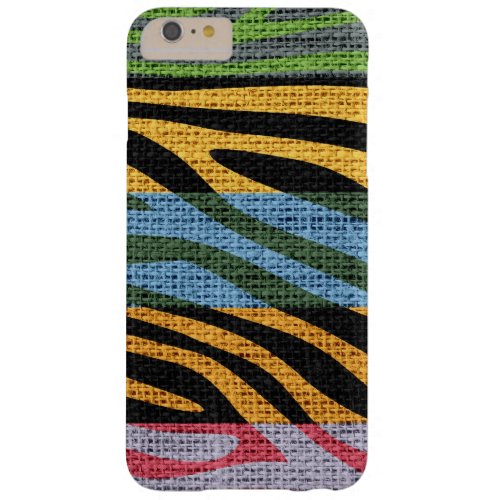 Retro Zebra Skin Print Pattern Burlap Rustic 11 Barely There iPhone 6 Plus Case