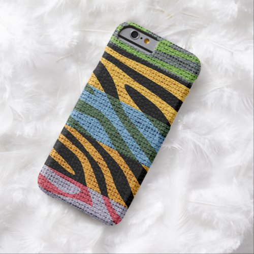 Retro Zebra Skin Print Pattern Burlap Rustic 11 Barely There iPhone 6 Case