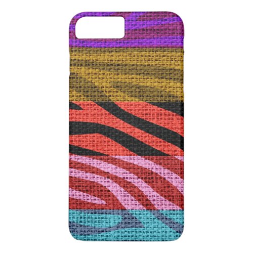 Retro Zebra Skin Print Pattern Burlap Rustic 12 iPhone 8 Plus7 Plus Case