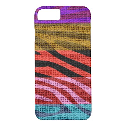 Retro Zebra Skin Print Pattern Burlap Rustic 12 iPhone 87 Case