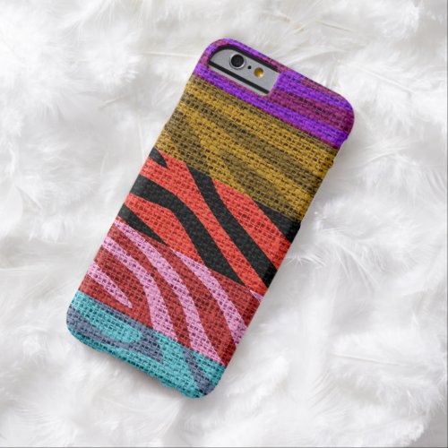 Retro Zebra Skin Print Pattern Burlap Rustic 12 Barely There iPhone 6 Case