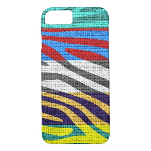 Retro Zebra Skin Print Pattern Burlap Rustic 2 iPhone 87 Case