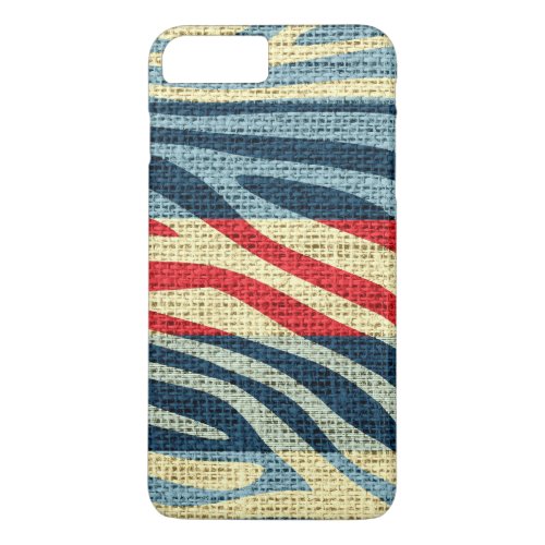 Retro Zebra Skin Print Pattern Burlap Rustic 3 iPhone 8 Plus7 Plus Case