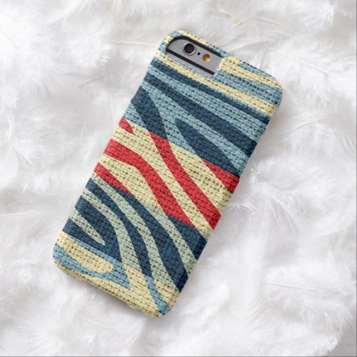 Retro Zebra Skin Print Pattern Burlap Rustic 3 Barely There iPhone 6 Case