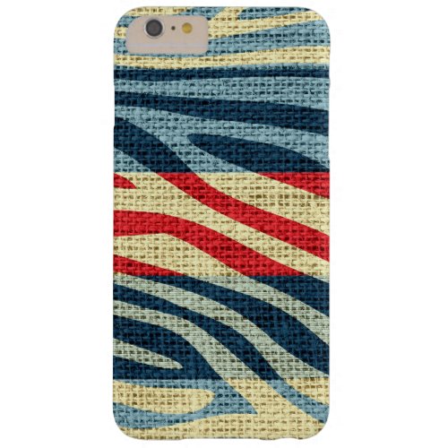 Retro Zebra Skin Print Pattern Burlap Rustic 3 Barely There iPhone 6 Plus Case