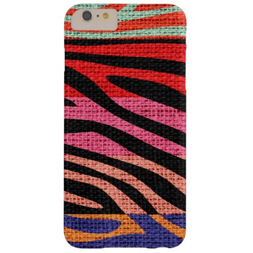 Retro Zebra Skin Print Pattern Burlap Rustic 4 Barely There iPhone 6 Plus Case