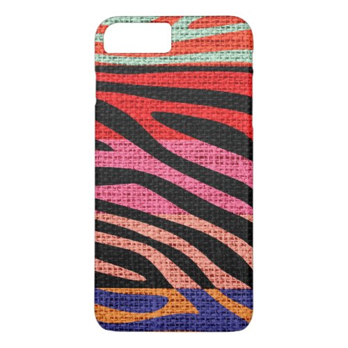 Retro Zebra Skin Print Pattern Burlap Rustic 4 iPhone 8 Plus7 Plus Case