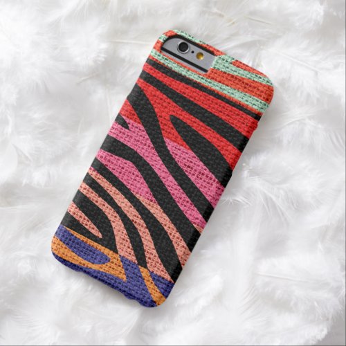 Retro Zebra Skin Print Pattern Burlap Rustic 4 Barely There iPhone 6 Case