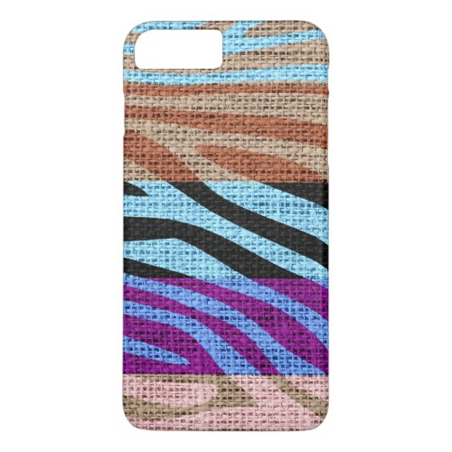 Retro Zebra Skin Print Pattern Burlap Rustic 6 iPhone 8 Plus7 Plus Case