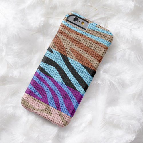 Retro Zebra Skin Print Pattern Burlap Rustic 6 Barely There iPhone 6 Case