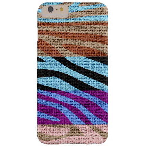 Retro Zebra Skin Print Pattern Burlap Rustic 6 Barely There iPhone 6 Plus Case