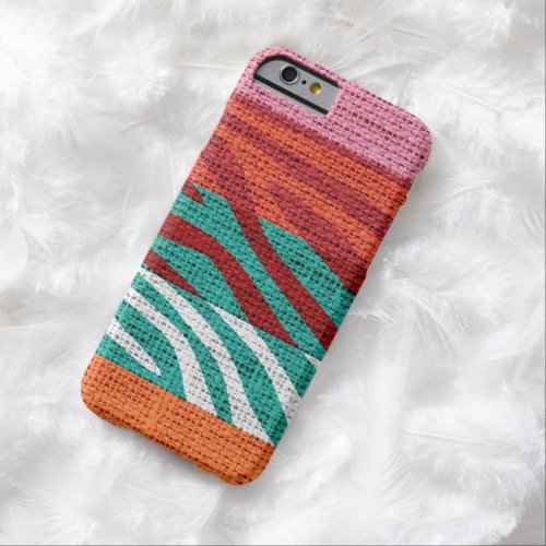 Retro Zebra Skin Print Pattern Burlap Rustic 7 Barely There iPhone 6 Case