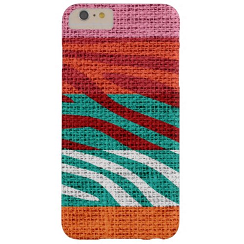 Retro Zebra Skin Print Pattern Burlap Rustic 7 Barely There iPhone 6 Plus Case