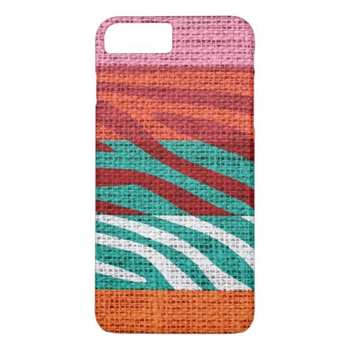 Retro Zebra Skin Print Pattern Burlap Rustic 7 iPhone 8 Plus7 Plus Case