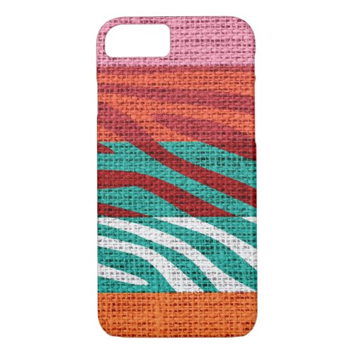 Retro Zebra Skin Print Pattern Burlap Rustic 7 iPhone 87 Case