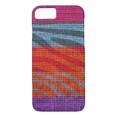 Retro Zebra Skin Print Pattern Burlap Rustic 9 iPhone 87 Case