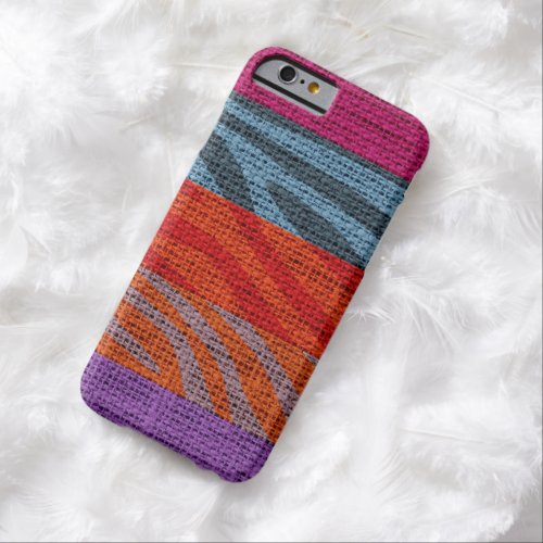 Retro Zebra Skin Print Pattern Burlap Rustic 9 Barely There iPhone 6 Case