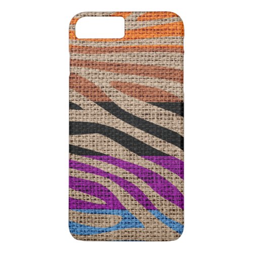 Retro Zebra Skin Print Pattern Burlap Rustic iPhone 8 Plus7 Plus Case