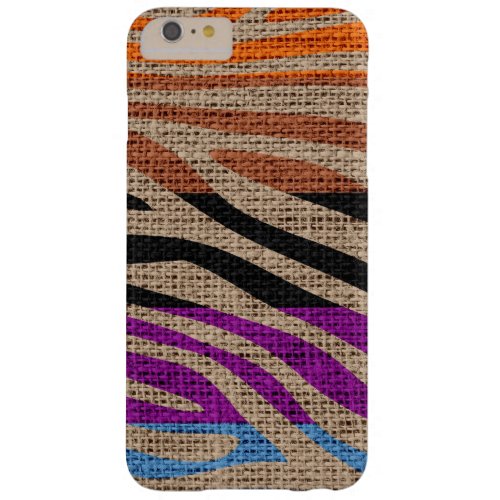 Retro Zebra Skin Print Pattern Burlap Rustic Barely There iPhone 6 Plus Case