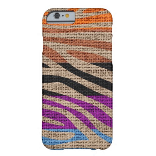 Retro Zebra Skin Print Pattern Burlap Rustic Barely There iPhone 6 Case