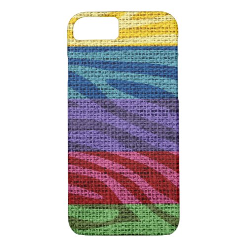 Retro Zebra Skin Print Pattern Burlap Rustic Jute iPhone 87 Case