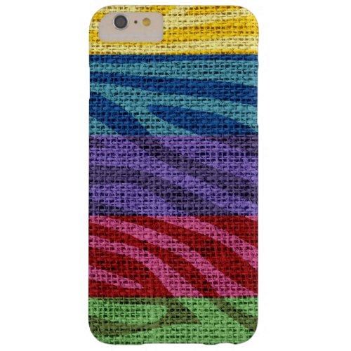 Retro Zebra Skin Print Pattern Burlap Rustic Jute Barely There iPhone 6 Plus Case