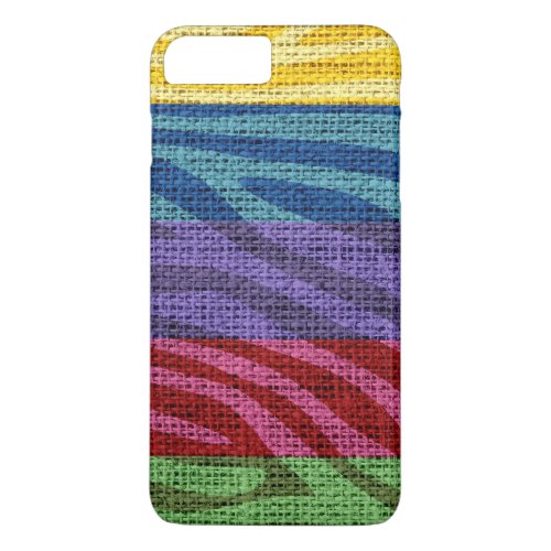 Retro Zebra Skin Print Pattern Burlap Rustic Jute iPhone 8 Plus7 Plus Case