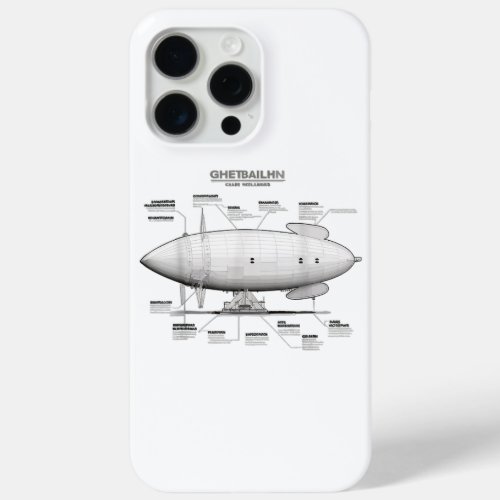 Retro Zeppelin 70s 80s Dirigible Airship Zepelin Z iPhone 15 Pro Max Case