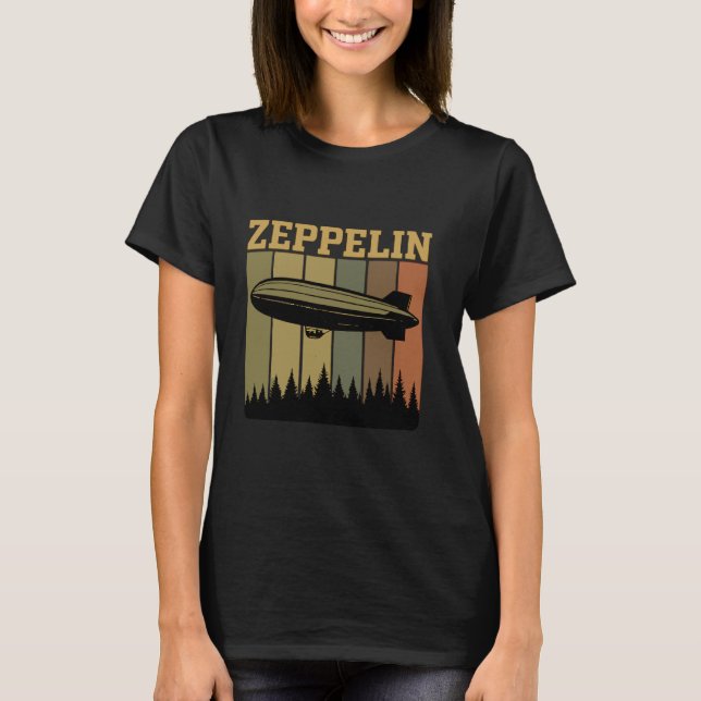 Retro Zeppelin 70s 80s Dirigible Airship Zepelin Z T-Shirt (Front)