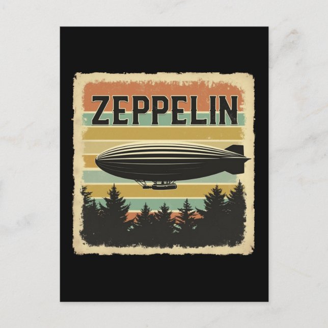 Retro Zeppelin Dirigible Airship Zepelin Zepplin Holiday Postcard (Front)