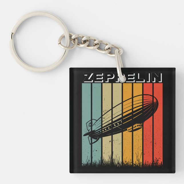 Retro Zeppelin Dirigible Airship Zepelin Zepplin Keychain (Front)