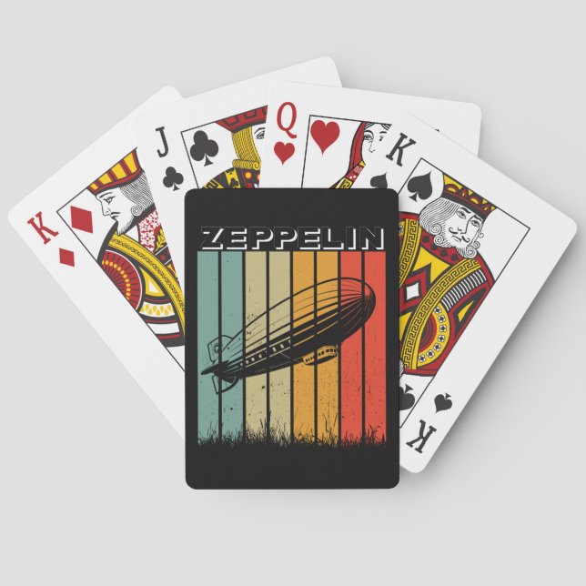 Retro Zeppelin Dirigible Airship Zepelin Zepplin Poker Cards (Back)