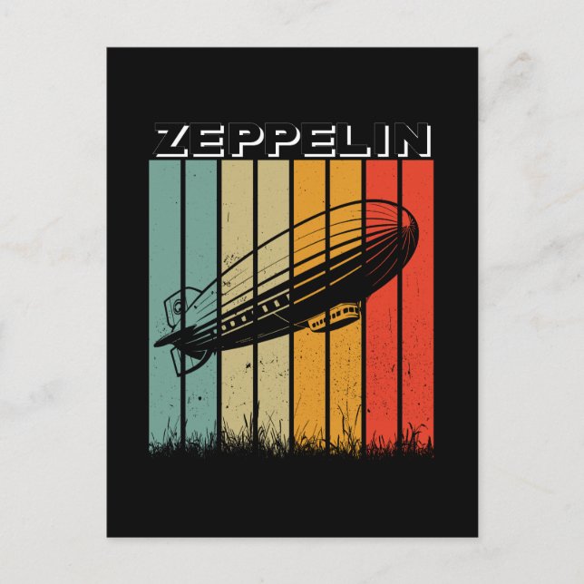 Retro Zeppelin Dirigible Airship Zepelin Zepplin Postcard (Front)