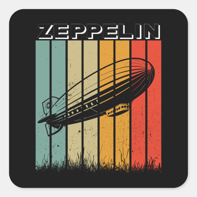 Retro Zeppelin Dirigible Airship Zepelin Zepplin Square Sticker (Front)