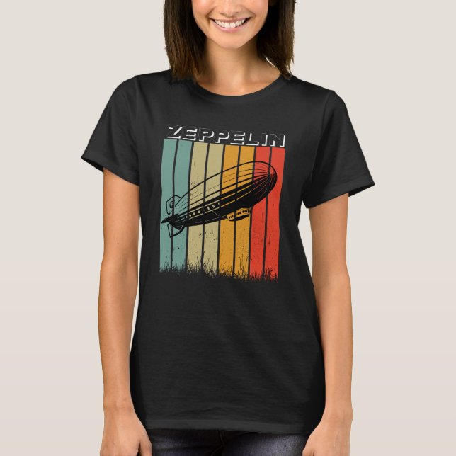 Retro Zeppelin Dirigible Airship Zepelin Zepplin T-Shirt (Front)