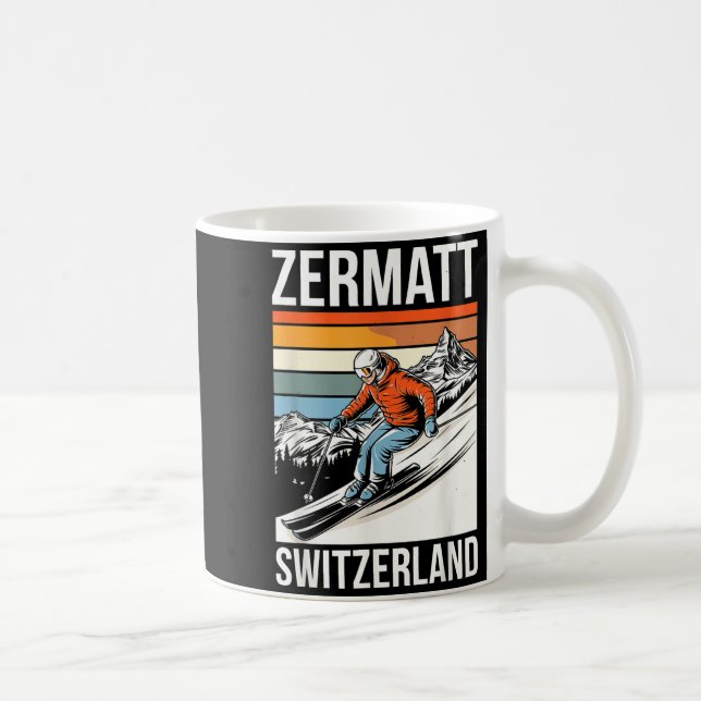 Retro zermatt switzerland ski resort fun alpine coffee mug (Right)