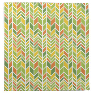Retro Zig-Zag Orange & Green Chevron Cloth Napkin