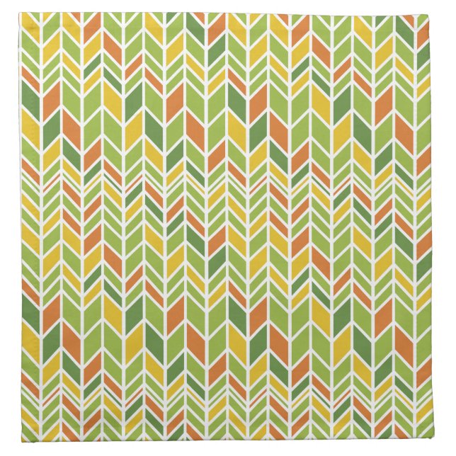 Retro Zig-Zag Orange & Green Chevron Cloth Napkin (Front)