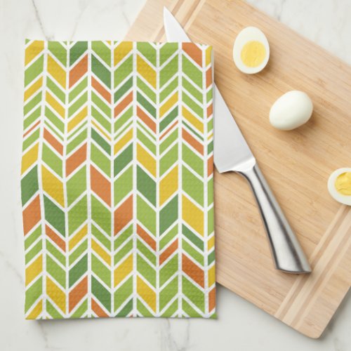 Retro Zig_Zag Orange  Green Chevron Kitchen Towel