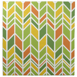 Retro Zig-Zag Orange & Green Chevron Napkin