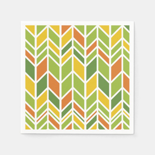 Retro Zig-Zag Orange & Green Chevron Napkins (Front)