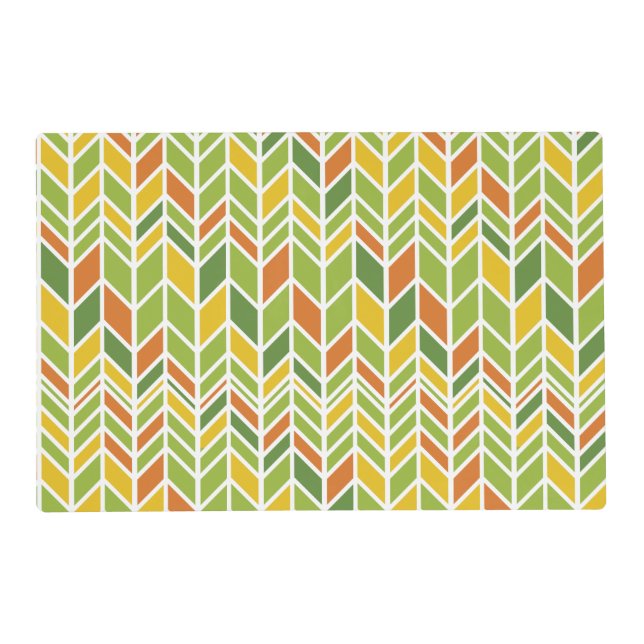 Retro Zig-Zag Orange & Green Chevron Placemat (Front)