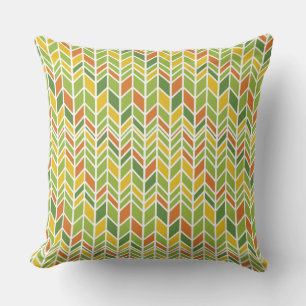 Retro Zig-Zag Orange & Green Chevron Throw Pillow