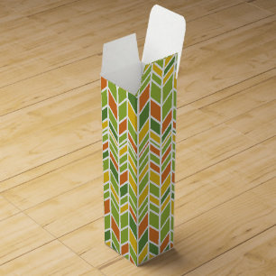 Retro Zig-Zag Orange & Green Chevron Wine Box