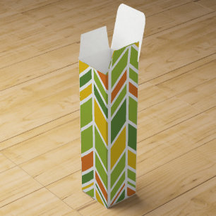 Retro Zig-Zag Orange & Green Chevron Wine Gift Box