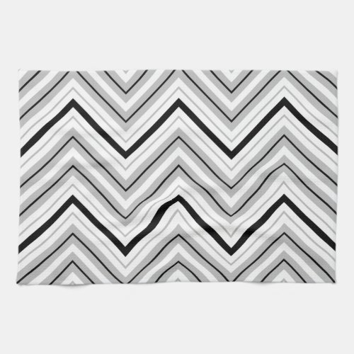 Retro Zigzag Pattern Gray Black White Towel