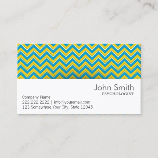 Customizable Retro Zigzag Psychologist Business Card