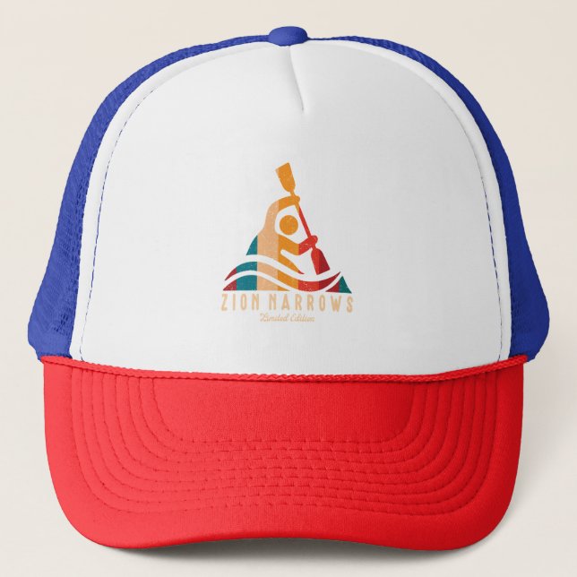 Retro Zion Narrows Kayaking Trucker Hat (Front)