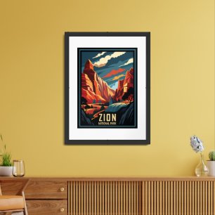 Retro Zion National Park  Framed Art