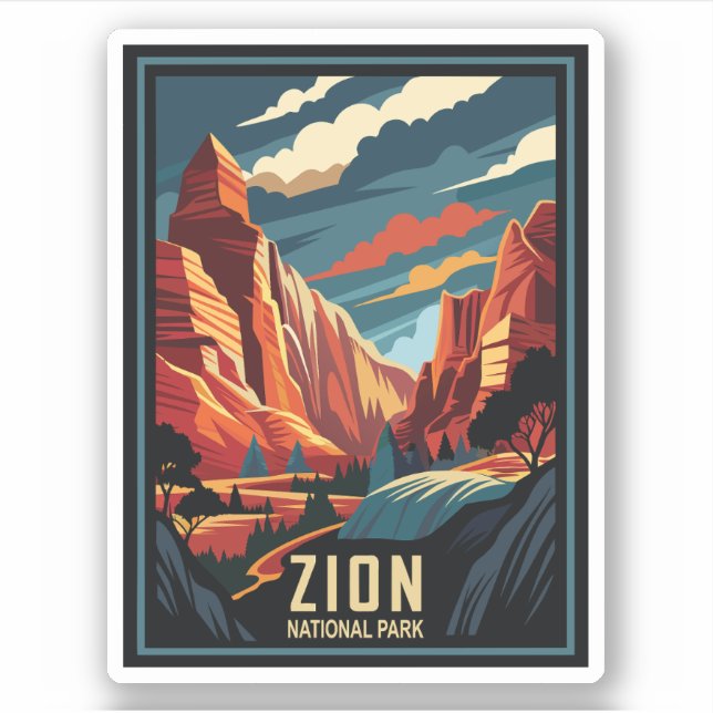 Retro Zion National Park  Sticker (Front)